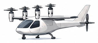 リフト・アンド・クルーズ型のeVTOL機体イメージ